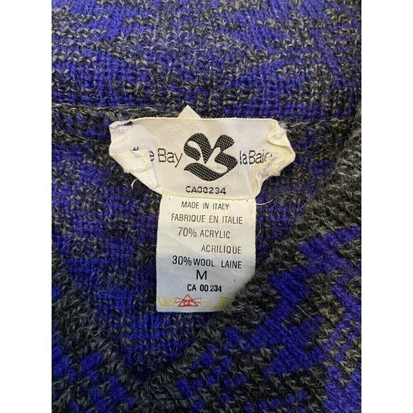 THE Bay La Baie Vintage Sweater Wool Blend Purple Gray Italy Unisex Men'… - Picture 5 of 8